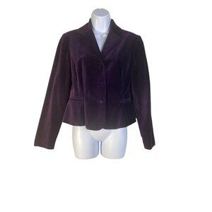 Gabriella Skye Womens 3 Button Career Fitted‎ Blazer Purple Velour Size 8